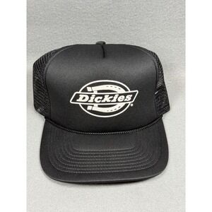 Dickies Mens Trucker Hat Snapback OSFM Black Polyester Horseshoe Logo Mesh Cap